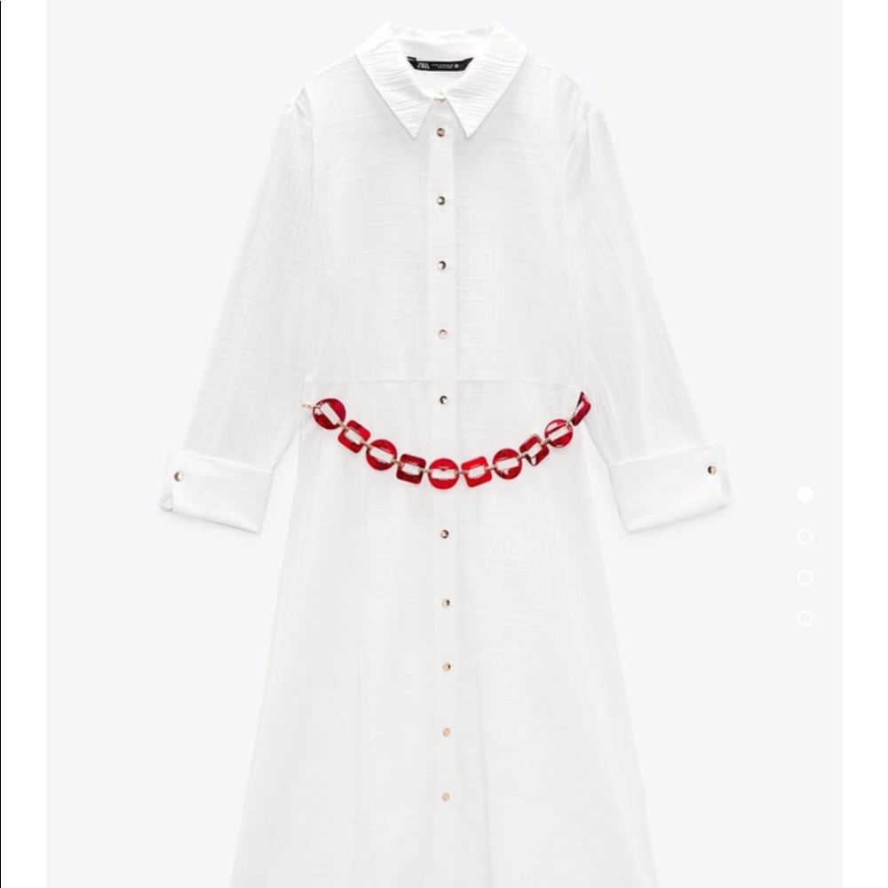 Zara white chain belt shirt long linen dress
